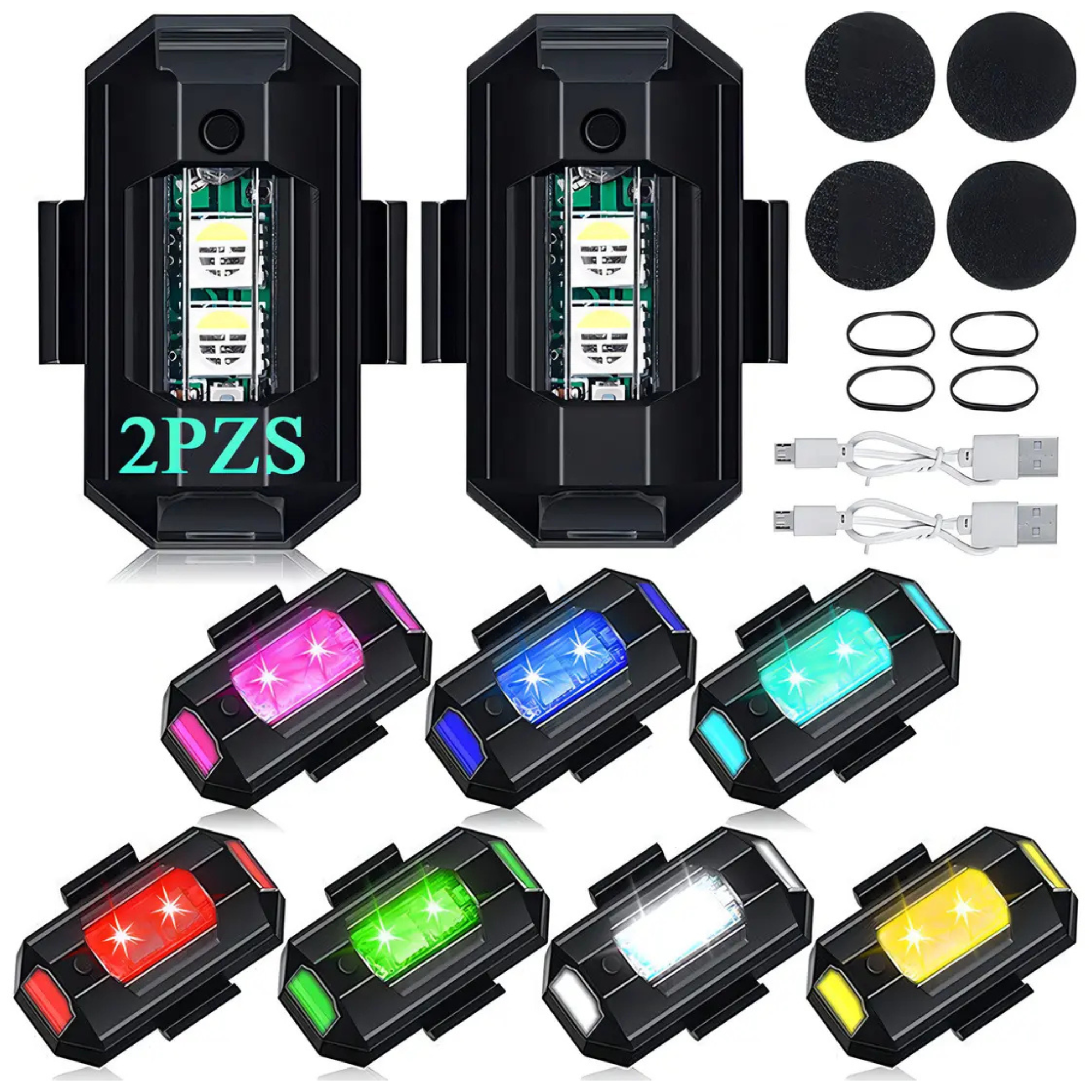 Luz LED estroboscópica 7 colores para vehículos - infografía 1