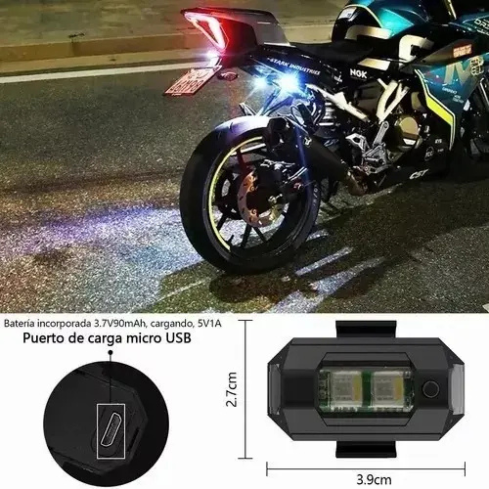 Luz LED estroboscópica 7 colores para vehículos - infografía 4