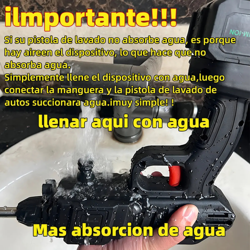 Hidrolavadora pistola de presión inalámbrica con 2 baterías - infografía 2