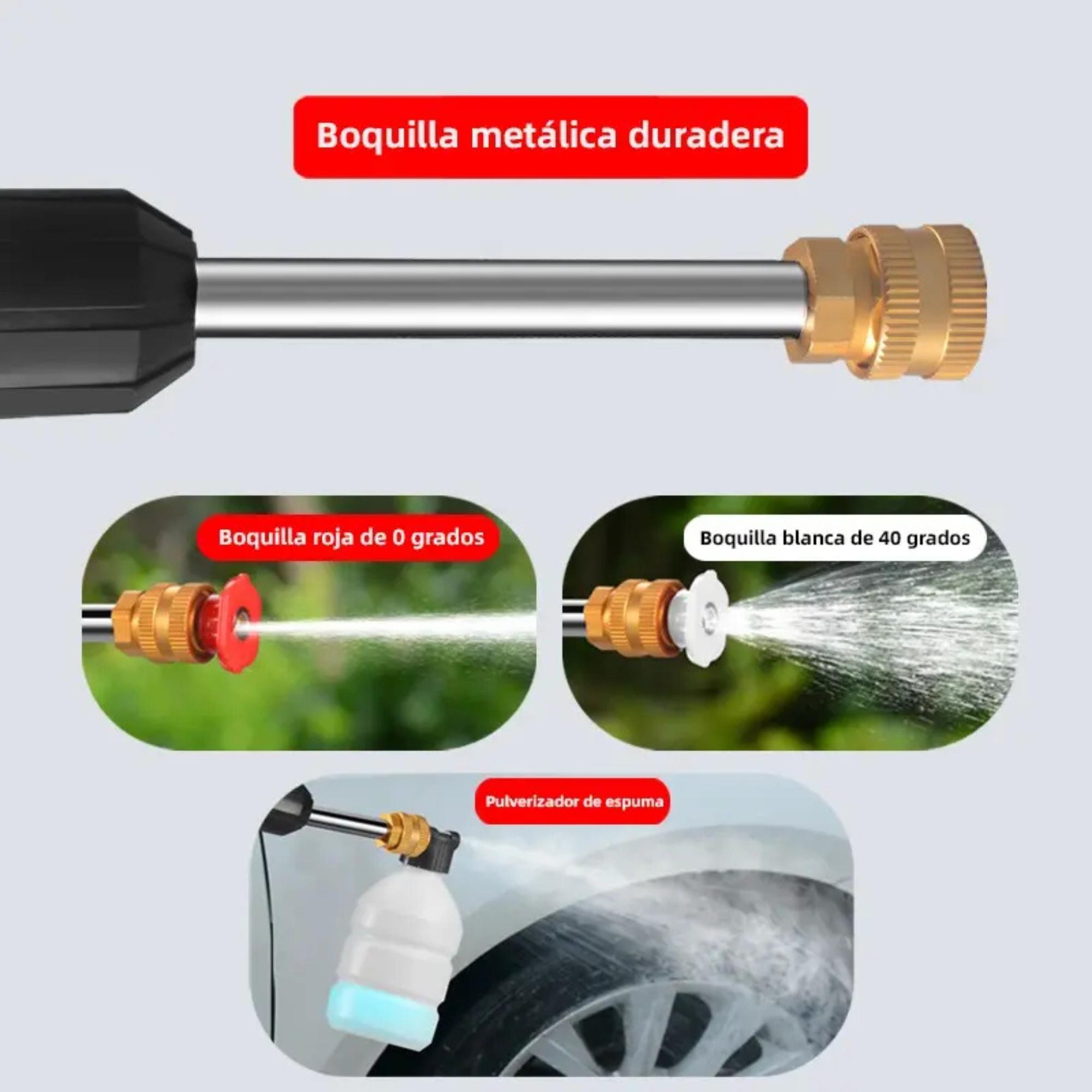 Hidrolavadora pistola de presión inalámbrica con 2 baterías - infografía 4